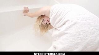 Stepsisters4K - Tiny 18+ Blonde Teen 18+ Stepsister Stuck in Bathtub Family Fucked by Stepbrother POV