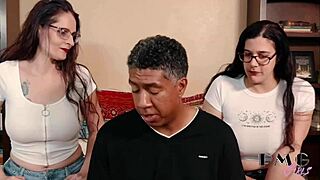 granny milf team up bareback riding huge black cock creampie