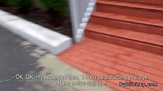 euro pickup amateur couple fucks hard with monster cock from public to indoor pov