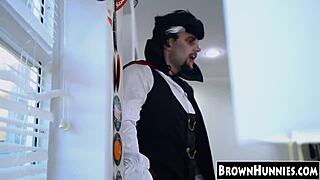 Chocolate Teen Beauty Pussy Ravaged For Halloween Treat!