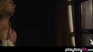 Blondie spies couple's fuck joins for titty blowjob threesome