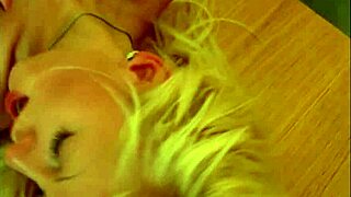 blonde teen babe strips in kitchen for passionate solo pussy play