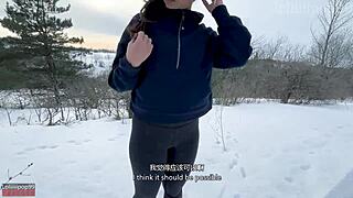 can this chinese yoga girl cum hard in freezing cold?