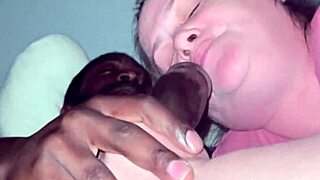 can this chubby milf's big mouth handle that thick black monster down her throat?