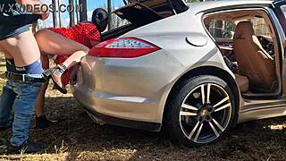 Cheating Wife Caught Banging Muscular Stud Doggystyle in Forest Cum Covered