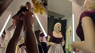 hidden cam catches fitting room upskirt on big tits pussy