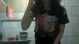 Who's spying on this perfect body masturbating hidden in the bathroom?