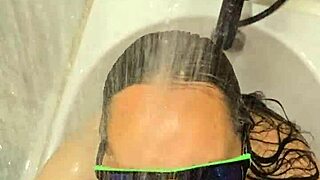 hot wife delivers steamy bath blowjob handjob with fiery nails