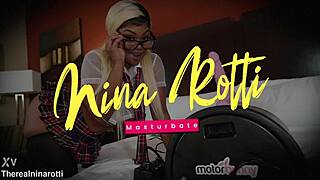 Nina Rotti rams anal toys in ass during solo masturbation