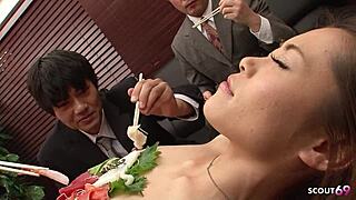 Uncensored Japanese Secretary Gangbang Sushi Feast Ends In Naked Teen Creampies