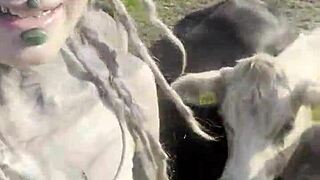 Just a tattooed happy hippy country girl chatting with cows and you too