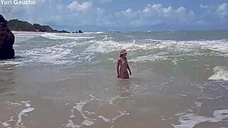yuri gaucho hot wife flashes big tits at nudist beach