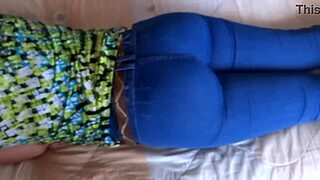 stepson gropes maid's fat ass till she begs for his cock inside