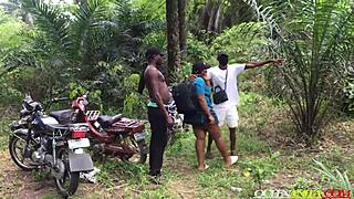 Lost uni girl bends for forest bike men's cocks in wet outdoor style fuck