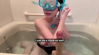 minami sally tries snorkel challenge underwater with big natural tits