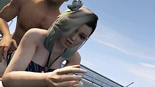 cutie bikini babe fucked hard during gta 5 yacht sex game