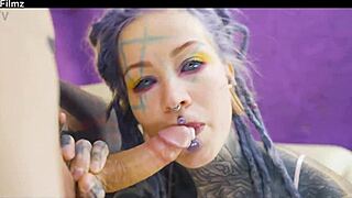 ffm tattooed goth punks gape asses in bisexual anal threesome