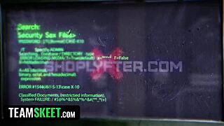 shoplyfter guard stuffs tight thief pussy doggystyle in garage