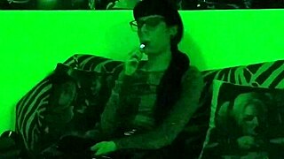 Beth's kinky goth domina smokes seductively in green hd