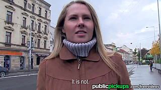 Mofos Hot Euro Blonde Picked Up Street for Outdoor Public Deepthroat Blowjob Cumshot