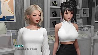 Asian FFM Threesome with Big Tits Slut Getting Rough Cumshots