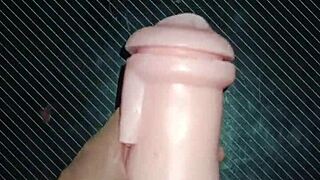 Gagging on cock down throat and pussy