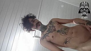 Monster cock street jerk demands hot cum swallow