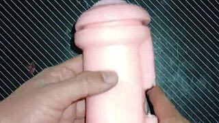 Gagging on cock down throat and pussy