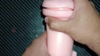 Gagging on cock down throat and pussy