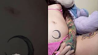 Croatian Latina Brunette Toys Ass Pussy with Vibrator Tongue