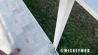 Big booty santana red slurps huge cock blowjob beachside