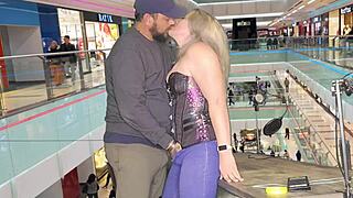 we sneak into the public mall for risky fingering and creampie sex where shoppers might spot us