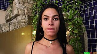 Horny trans chick strokes massive cock to cumshot