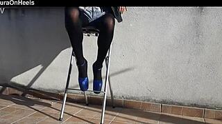 dig my denim shorts, black tights, and killer heels?