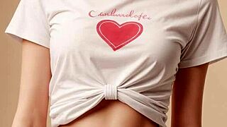 valentine's shirt clings to her sexy lingerie panties barefoot tease