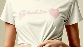 valentine's shirt clings to her sexy lingerie panties barefoot tease