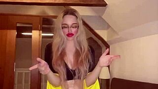 Belly dancer goddess in glasses dominates with fetish blowjob to new music release