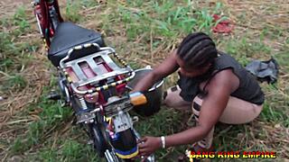 begged black stud to pound bbw ebony after washing hubby's bike