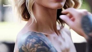 Tattooed Skin Piel Tatuada Enjoys Banana Playful Moments