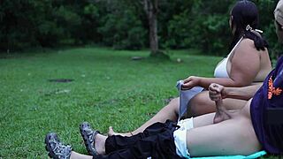 Heart pounding public park handjob from horny voyeur bbw